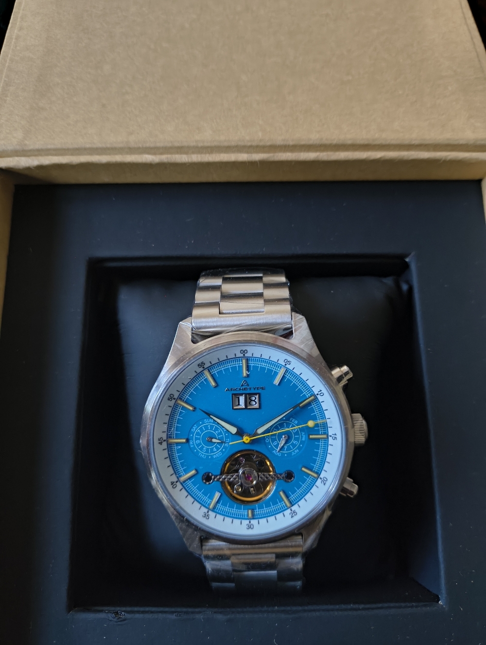 Archetype Blackhawk Automatic Calendar Sky Blue